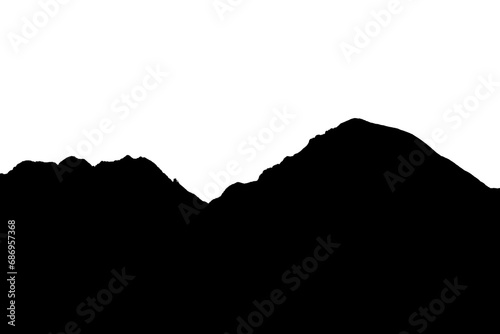 Digital png illustration of silhouette of mountains on transparent background
