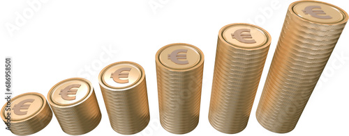 Digital png illustration of stacks of euro coins on transparent background