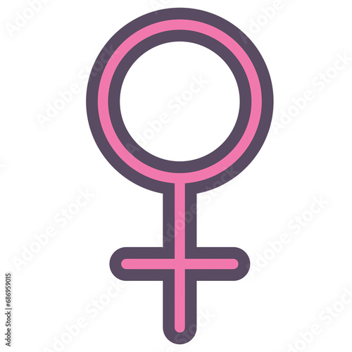 Digital png illustration of pink gender sign on transparent background
