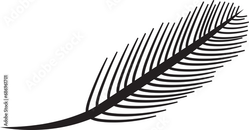 Digital png illustration of black feather on transparent background