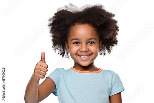 african child girl thumbs up on transparent background