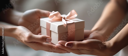 Woman giving a gift to her lover