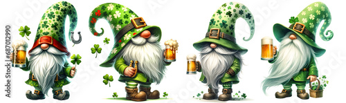 St. Patrick’s Day Gnomes illustration cut out transparent isolated on white background ,PNG file 