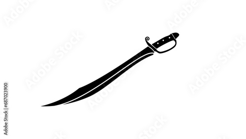 long Blade Scimitar sword, black isolates silluette