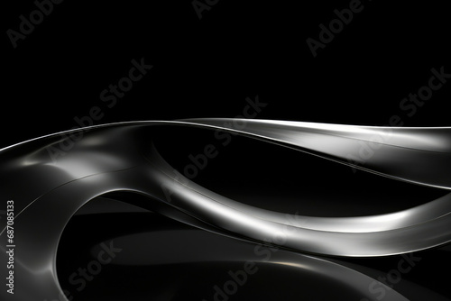 Black backdrop background illustration abstraction shiny design chrome metallic art curve silver technology