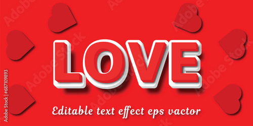Love red color Editable 3d Text effect eps vactor