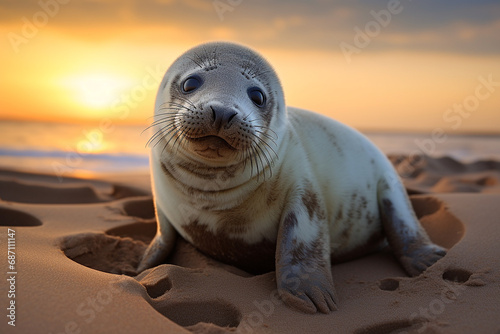 Seal pup lying on beach