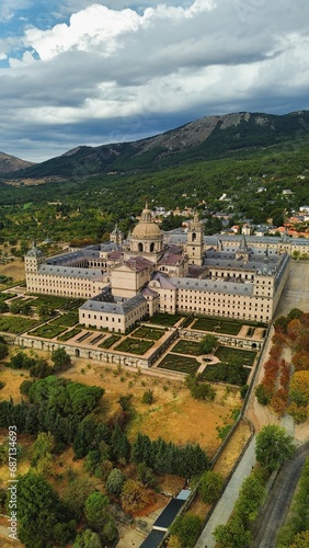 drone photo Royal Monastery of San Lorenzo de El Escorial, Real Monasterio de San Lorenzo de El Escorial Spain Europe