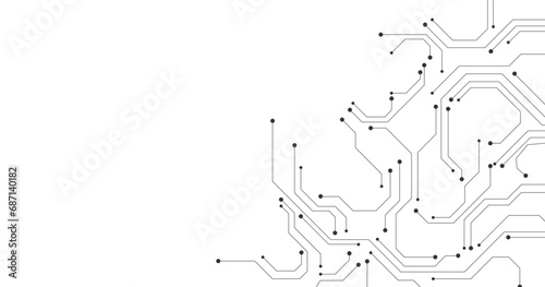 Abstract technology circuit diagram on white background.High tech circuit board connection system.Vector abstract technology on white background. 