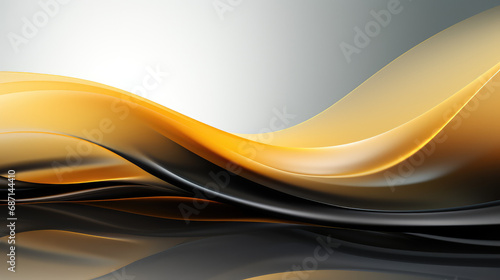 Vibrant yellow and black waves flow dynamically across a modern abstract backdrop with a soft gradient.