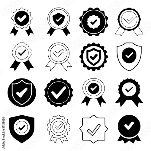 Set of badge check icon. Pictogram vector design.