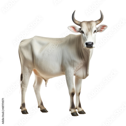 Zebu cow. Isolated on transparent background.