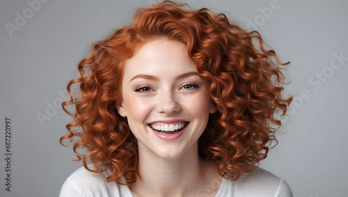 Happy Ginger Female Portrait Digital Photography Professional Photo Shooting Background Design