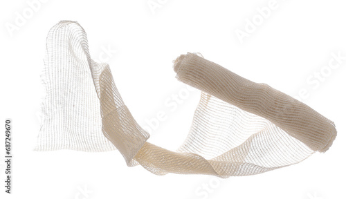 New, natural medical bandage roll, isolated isolated on white, clipping path