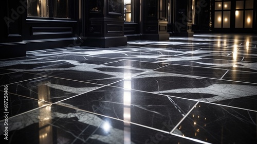 Granite floor tiles polished to perfection, displaying unique patterns and rich textures under studio lighting.