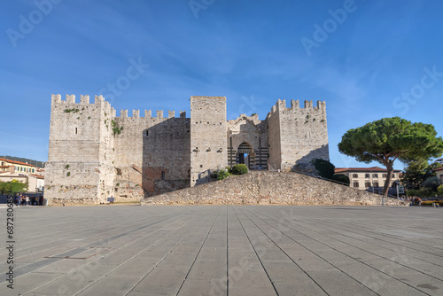 Castello dell'Imperatore - medieval castle with crenellated walls and towers built for emperor Frederick II in Prato, Italy