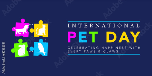  National pet day holiday design National Pet Day Abstract Vector Templates Design, Dog, Cat, Parrot, Rabbit. Social media post 