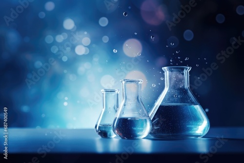Laboratory flasks beakers in laboratory science.