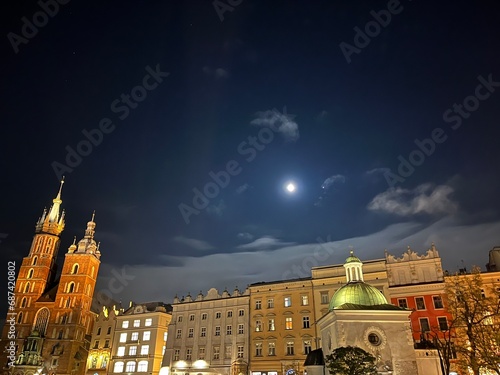 Krakow city Skyline during night 