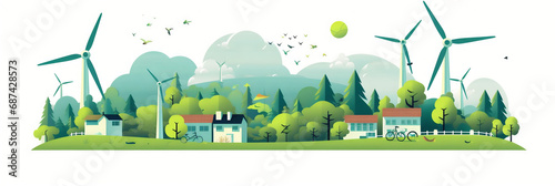 Environnement et durabilité (énergies renouvelables, écologie), vector, flat design, illustration et background.