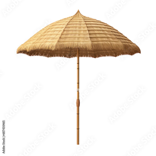 Straw beach umbrella isolated on transparent background,transparency 