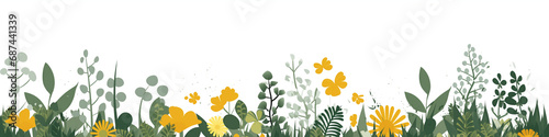 Bannière thème Nature (feuilles et arbres), vector, flat design, illustration avec un espace pour le texte et background.