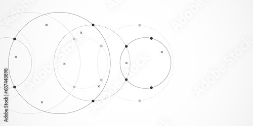 Abstract geometric background with plexus circles. Illustration of minimalistic design