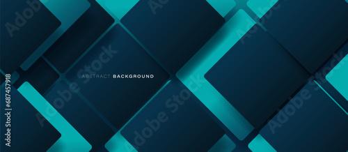Blue cube boxes pattern wall background. Minimal trendy clean geometry banner. Vector illustration
