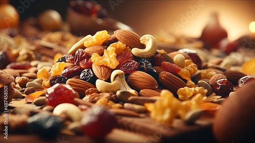 mixture of nuts and dried fruits complemented by vitamins and trace elements