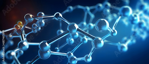 Blue dna molecule abstract wide screen background.