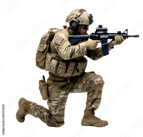 Soldier with assault rifle PNG