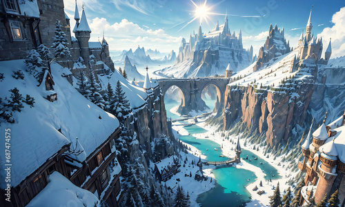 雪国と渓谷の城