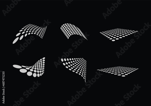 dots waves halftone decorative icon vector design collection