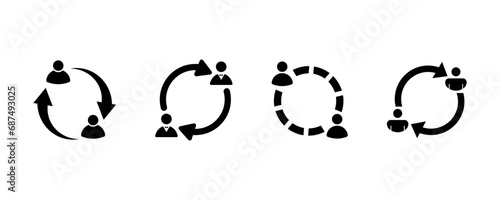 Set of replace persons vector icons. Switch account. Replacement user. Substitute people.