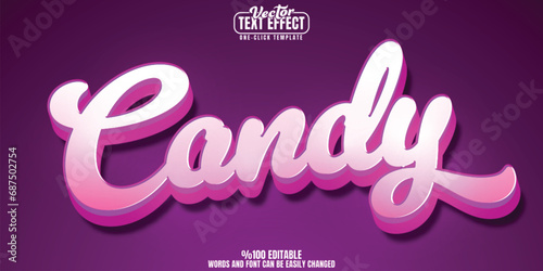 Candy editable text effect, customizable sweets and confectionery 3D font style
