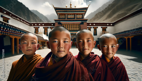 A group of Himalayan child monks