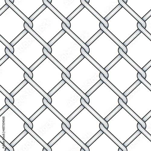 Seamless pattern with silver mesh netting. Vector colored background on white.