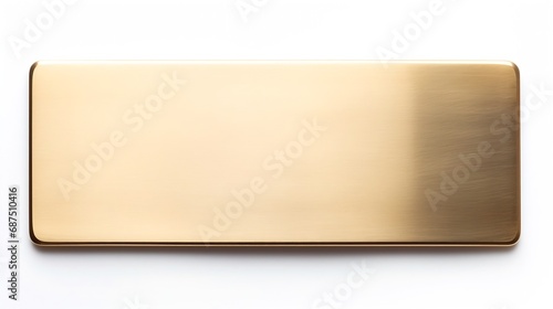 Close up shot of blank brass nameplate isolated over white background : Generative AI