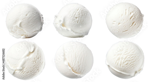 Collection of PNG. Coconut ice cream ball isolated on a transparent background.