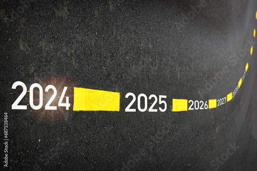 2024 to 2029 business recovery. New year concept and motivation challenge idea