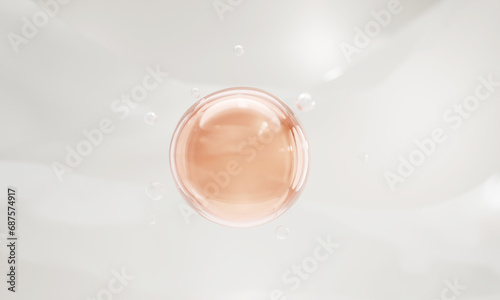 Collagen Skin Serum and Vitamin illustration isolated on soft color background. concept skin care cosmetics solution. 3d rendering.