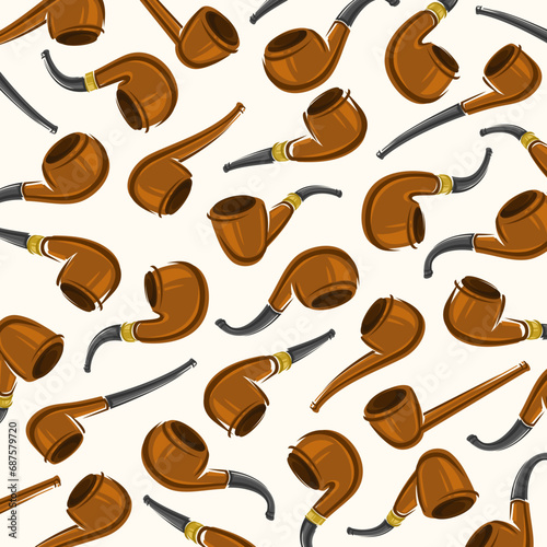 Tobacco pipes background, pattern set. Collection icon tobacco pipes. Vector