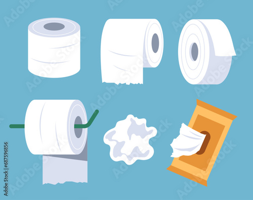 Toilet paper roll towel bathroom sanitary hygienic concept. Vector flat graphic design illustration 