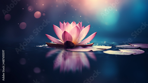 Pink Lotus Flower Or Water Lily Floating On The Water