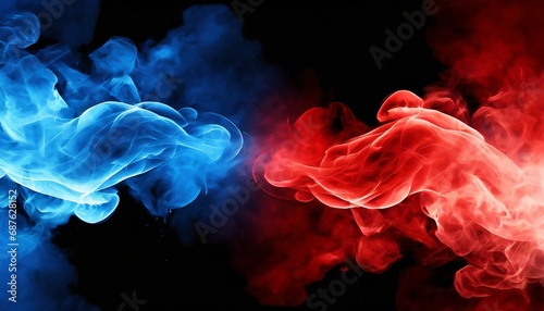 blue vs red smoke effect black vector background abstract neon flame cloud with dust cold versus hot concept sport boxing battle competition fog wallpaper design police digital banner