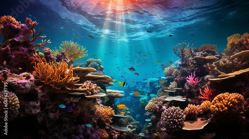 A vibrant underwater scene unfolds in the Great Barrier Reef, a spectacle of color and life that is both awe-inspiring and unforgettable. ai generated.