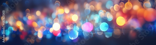 Christmas bokeh lights. Multicolored particles. defocused light dots. Xmas background.