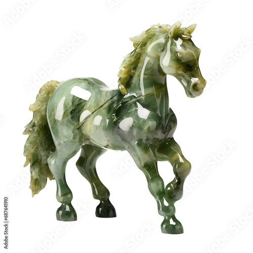 A horse made of Chinese lucky animal jade on a transparent background PNG