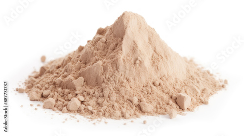 Heap of brown powder depicting heroin isolated on white background