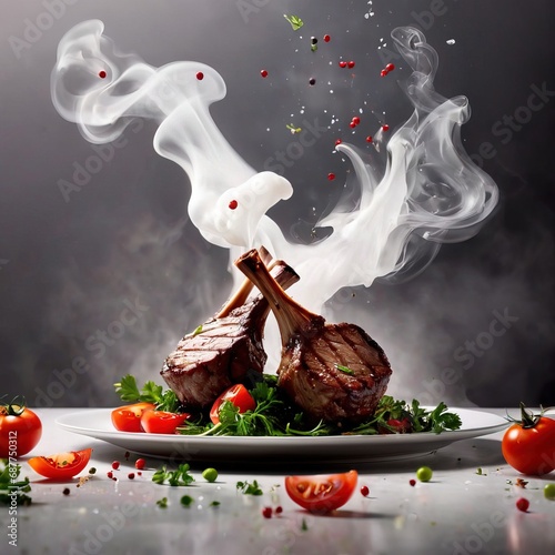 Grilled lamb chop, fresh mutton meat dish